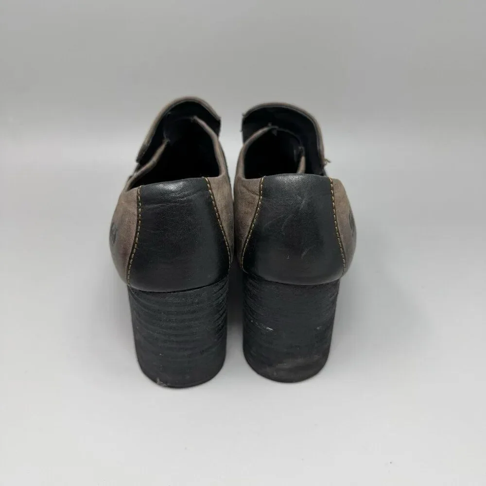 Born Womens Brown Leather Ankle Boots Harness Straps Booties Size 7.5M